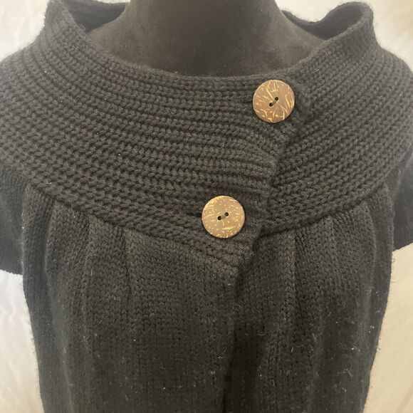 Roxy Knit Top Vintage Y2K Tunic 2000s Retro OC Surfer Girl Cardigan SZ L Black - Picture 2 of 9